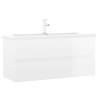 High Gloss White Sink Cabinet with Built-in Basin | HipoMarket