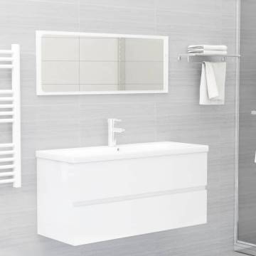 High Gloss White Sink Cabinet with Built-in Basin | HipoMarket