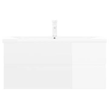 High Gloss White Sink Cabinet with Built-in Basin | HipoMarket