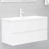 Sink Cabinet with Built-in Basin High Gloss White Engineered Wood Colour high gloss white Size 90 x 38.5 x 45 cm Quantity in Package 1 Model with faucet & drain 