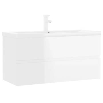 High Gloss White Sink Cabinet with Built-in Basin | HipoMarket