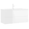 High Gloss White Sink Cabinet with Built-in Basin | HipoMarket