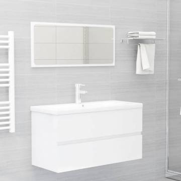 High Gloss White Sink Cabinet with Built-in Basin | HipoMarket