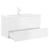 High Gloss White Sink Cabinet with Built-in Basin | HipoMarket