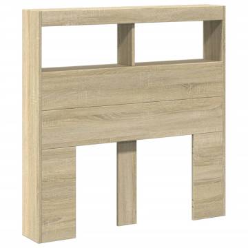 Headboard Cabinet with LED Sonoma Oak - Modern Storage Solution