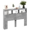 Headboard Cabinet with LED - Stylish Concrete Grey Design