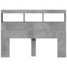 Headboard Cabinet with LED - Stylish Concrete Grey Design