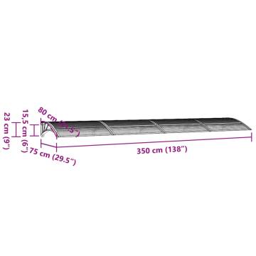 Stylish Door Canopy Grey & Transparent - 350x75 cm Polycarbonate