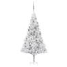 Artificial Pre-lit Christmas Tree with Ball Set Silver 180 cm PET Colour silver and grey Size 180 x 93 cm Quantity in Package 1 Number of Branch Tips 