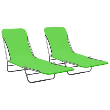 Folding Sun Loungers 2 pcs - Steel & Fabric Green