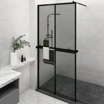 Walk-in Shower Wall with Shelf Black - 118x190 cm ESG Glass