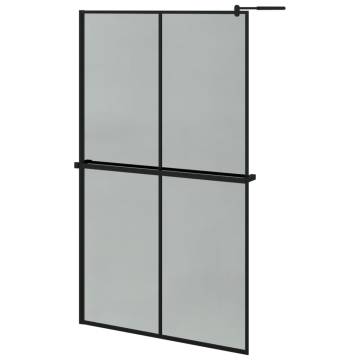 Walk-in Shower Wall with Shelf Black - 118x190 cm ESG Glass