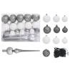 Artificial Pre-lit Christmas Tree with Ball Set Silver 180 cm