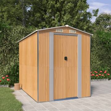 Light Brown Garden Shed - Galvanised Steel 192x274 cm