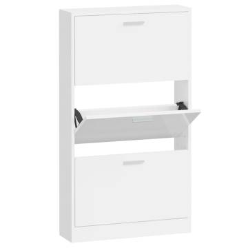 Modern High Gloss White Shoe Cabinet - 59x17x108 cm