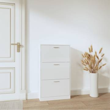 Modern High Gloss White Shoe Cabinet - 59x17x108 cm