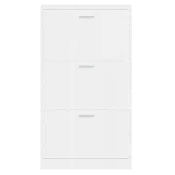 Modern High Gloss White Shoe Cabinet - 59x17x108 cm