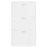 Modern High Gloss White Shoe Cabinet - 59x17x108 cm