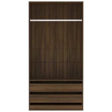 Stylish Brown Oak Wardrobe - Engineered Wood | HipoMarket