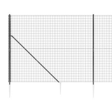 Wire Mesh Fence with Spike Anchors Anthracite | Hipomarket