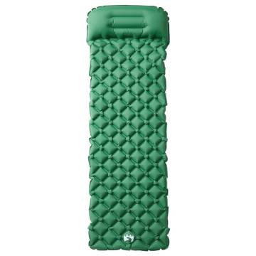 Inflating Camping Mattress with Pillow - 1-Person Green