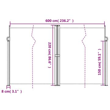 Retractable Side Awning Beige 220x600 cm | Hipo Market