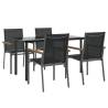 5 Piece Garden Dining Set - Black Textilene & Steel