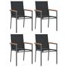 5 Piece Garden Dining Set - Black Textilene & Steel