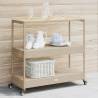 Bar Cart 3-Tier Beige Poly Rattan and Solid Wood Acacia Colour beige and brown 