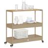 3-Tier Beige Poly Rattan Bar Cart - Durable & Stylish