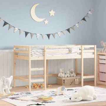 Kids' Loft Bed with Ladder - Solid Pine, 80x200 cm | HipoMarket