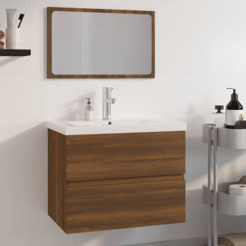 Stylish Brown Oak Bathroom Furniture Set - HipoMarket UK