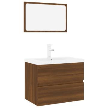 Stylish Brown Oak Bathroom Furniture Set - HipoMarket UK