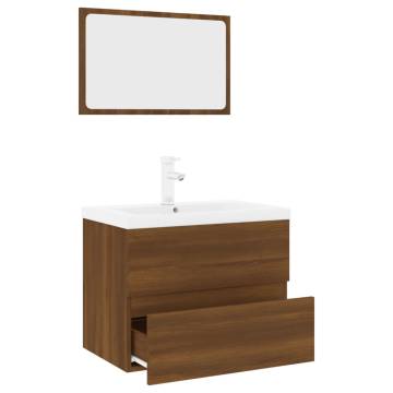 Stylish Brown Oak Bathroom Furniture Set - HipoMarket UK