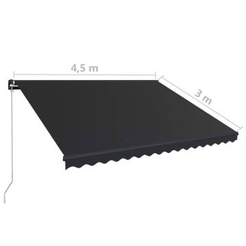 Manual Retractable Awning 450x300 cm - Anthracite | HipoMarket