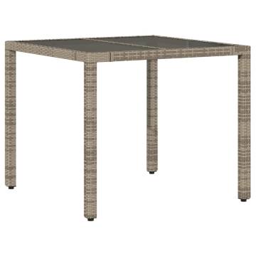 Garden Table with Glass Top Grey 90x90 cm - Durable & Stylish