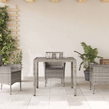 Garden Table with Glass Top Grey 90x90 cm - Durable & Stylish