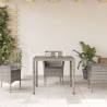 Garden Table with Glass Top Grey 90x90 cm - Durable & Stylish