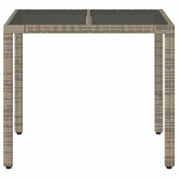 Garden Table with Glass Top Grey 90x90 cm - Durable & Stylish