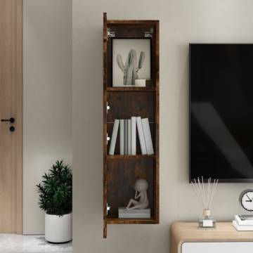 Wall-Mounted TV Cabinet in Smoked Oak - 30.5x30x110 cm