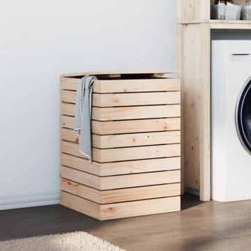 Laundry Basket 44x44x66 cm - Solid Pine Wood Storage Solution