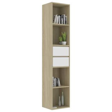 Elegant White & Sonoma Oak Book Cabinet - 36x30x171 cm