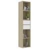 Elegant White & Sonoma Oak Book Cabinet - 36x30x171 cm