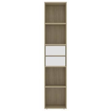 Elegant White & Sonoma Oak Book Cabinet - 36x30x171 cm