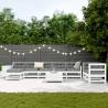 10 Piece Garden Sofa Set - White Solid Pinewood Furniture