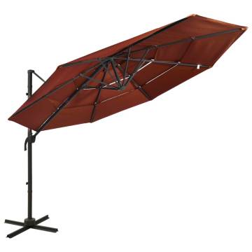 4-Tier Terracotta Parasol - Aluminium Pole | Hipo Market