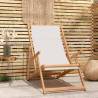 Folding Beach Chair Solid Wood Teak Cream Colour cream Quantity in Package 1 Model with armrest 