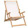 Folding Beach Chair Solid Wood Teak Cream - Hipomarket