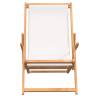 Folding Beach Chair Solid Wood Teak Cream - Hipomarket