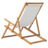 Folding Beach Chair Solid Wood Teak Cream - Hipomarket